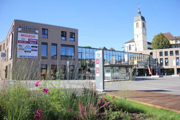 Vue du bâtiment de l'Esplanade centre à Porrentruy